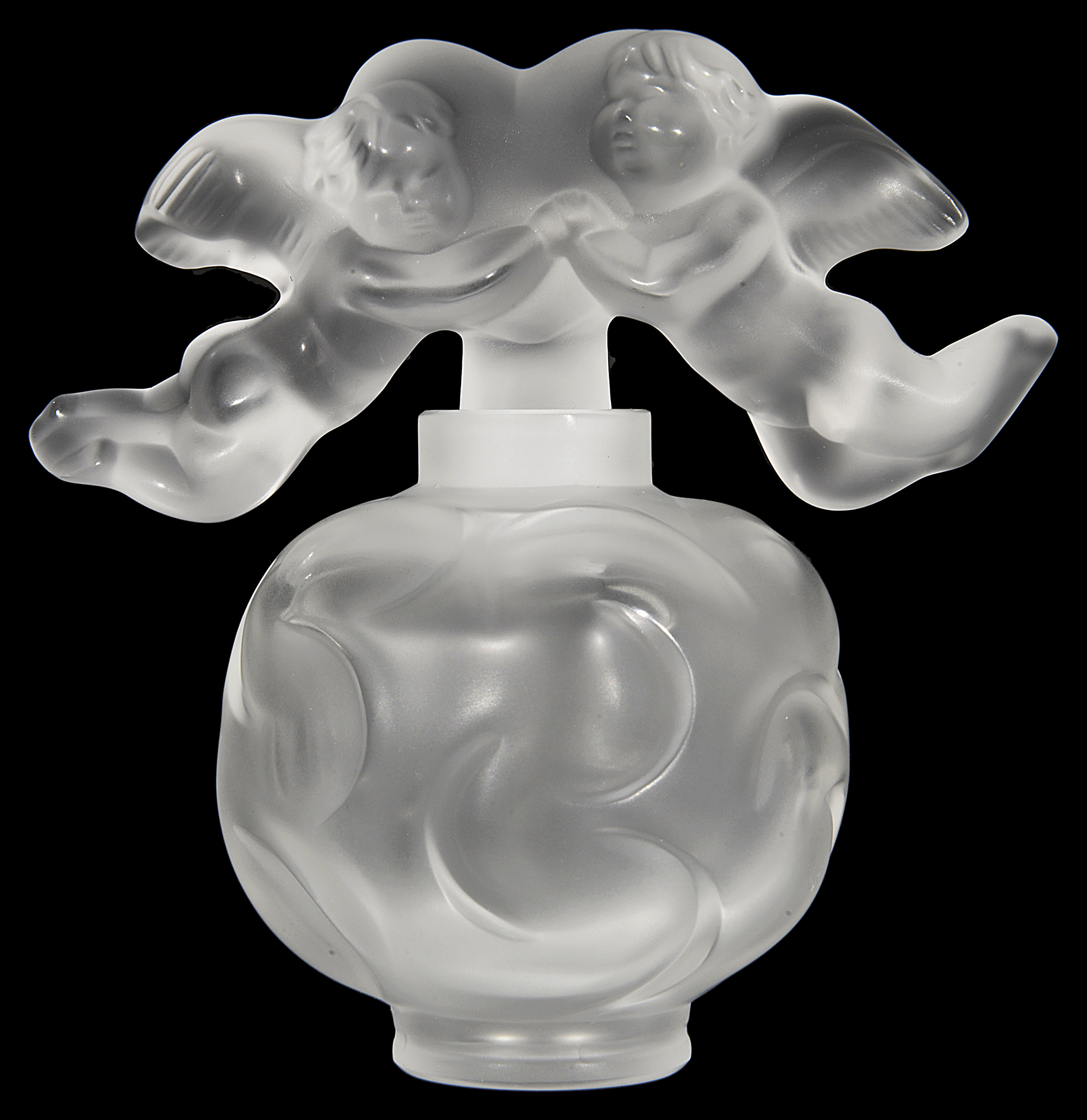 A Lalique 'Falcon Nuages' frosted glass scent bottle,