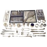 A collection of silver to include cruet items