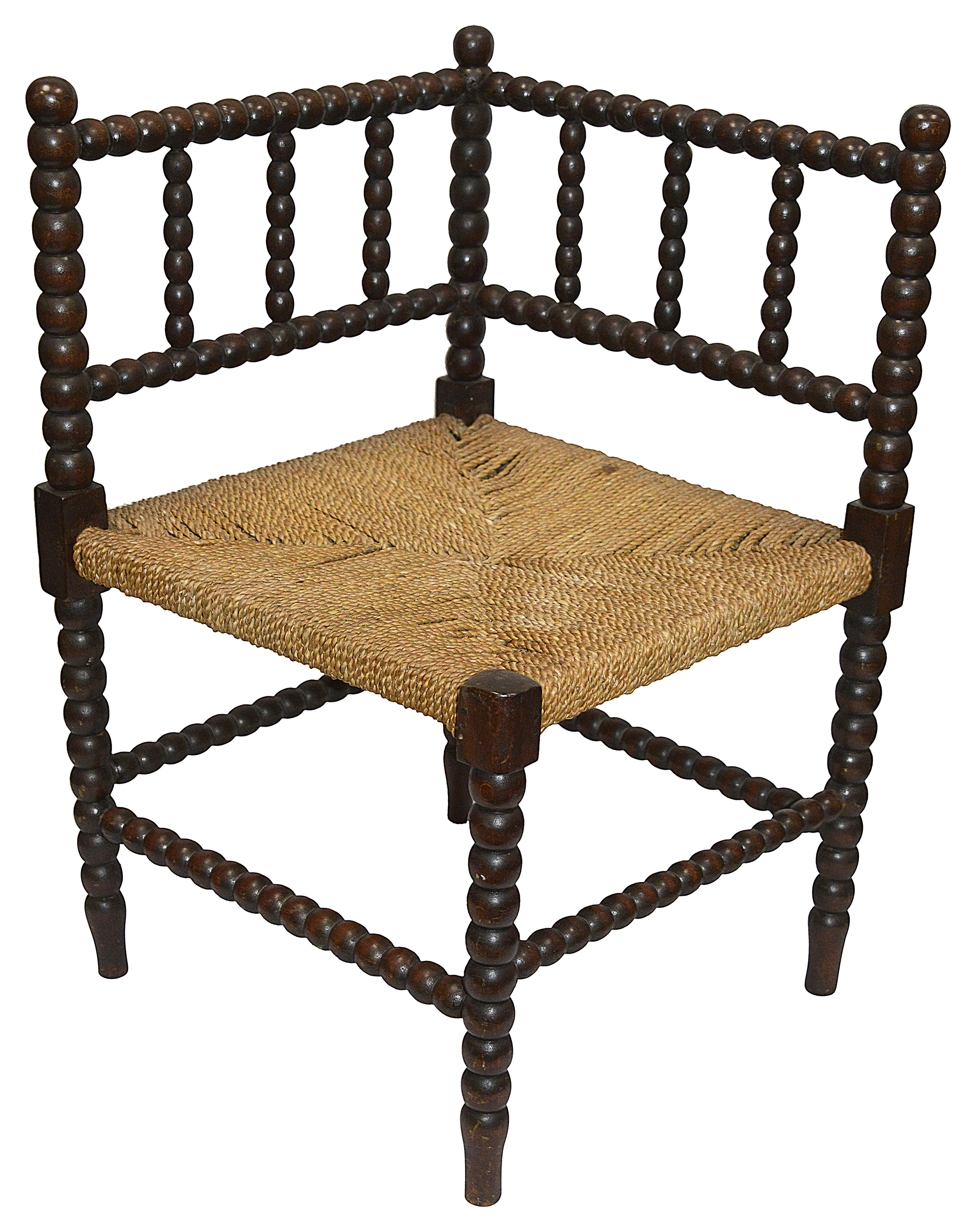 A 19th century bobbin turned corner chair