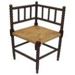 A 19th century bobbin turned corner chair