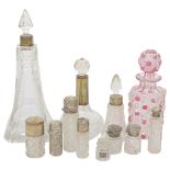 Victorian and later silver mounted cut glass scent bottles and smelling salts