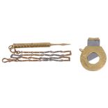 A 9ct gold cigar cutter and a 18ct gold toothpick and Edwardian chain