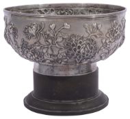 An early 20th century Chinese export silver 'chrysanthemum' bowl