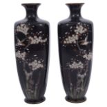 A pair Japanese Meiji period cloisonne vases in the style of Hyashi Kodenji (1831-1915)