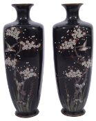 A pair Japanese Meiji period cloisonne vases in the style of Hyashi Kodenji (1831-1915)