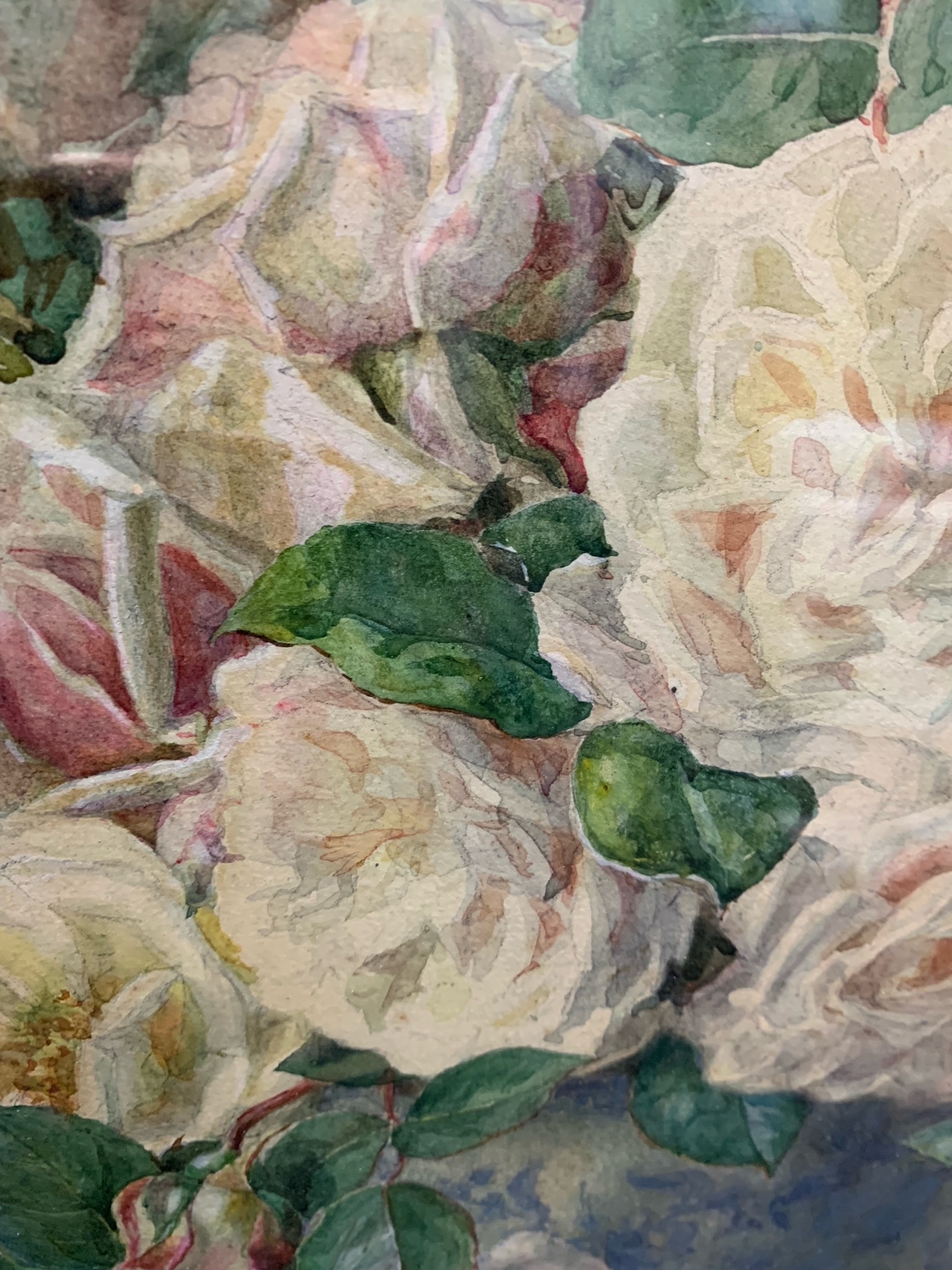 Edith Margaret Harms (British, 1868-1943) a still life of roses, watercolour - Image 11 of 11