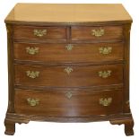 A small George III mahogany bow front chest of drawers