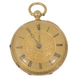 An 18K gold cased open faced pocket watch