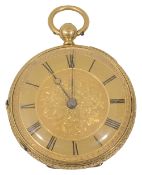 An 18K gold cased open faced pocket watch