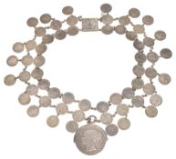 An early/mid Victorian coin collar necklace