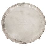 A small modern silver presentation salver