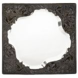 An Edwardian Art Nouveau silver framed square dressing table mirror
