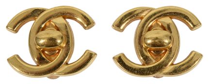 A pair of vintage Chanel gold tone ear clips