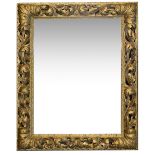 An 18th century gilt gesso frame, fitted with a modern mirror plate