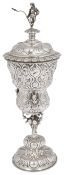 A 19th century German renaissance style silver cup and cover