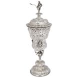 A 19th century German renaissance style silver cup and cover