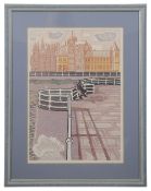 Robert Meyrick - Two linocut prints 'Old College Door' and 'Promenade'