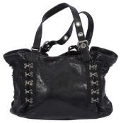 A Dolce and Gabbana black leather hook and eye tote bag
