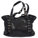 A Dolce and Gabbana black leather hook and eye tote bag