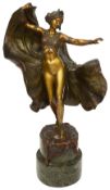 An early 20th century cold painted bronze figure in the form of an exotic dancer