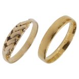 A 22ct gold band together with another ring