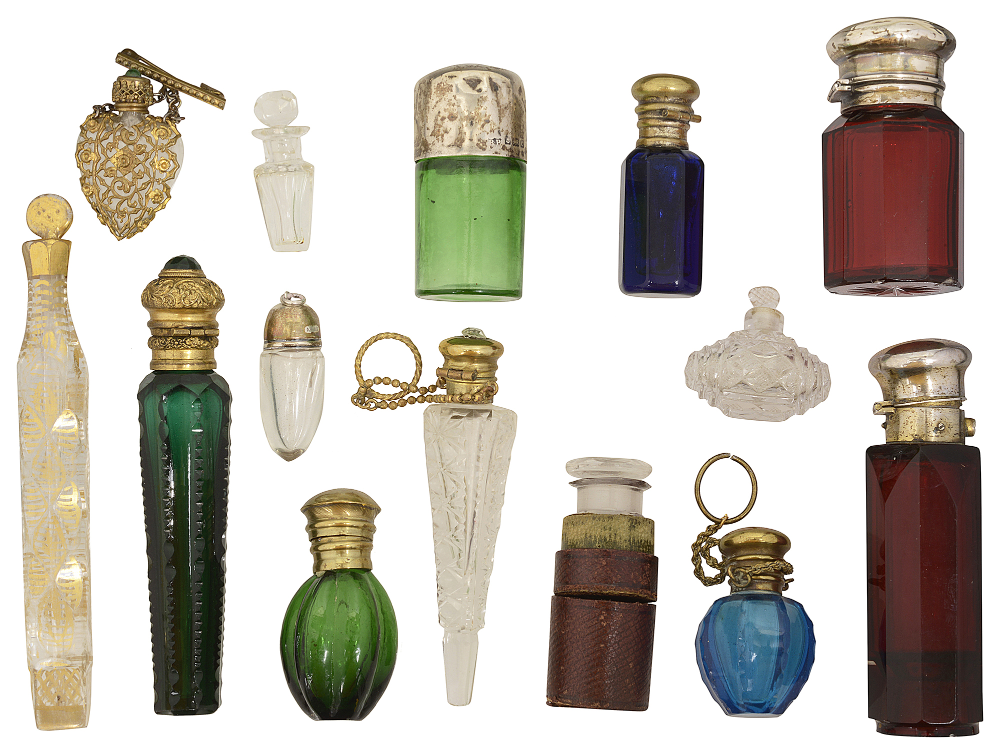 A collection of 19th century glass scent and smelling salt bottles - Image 2 of 2
