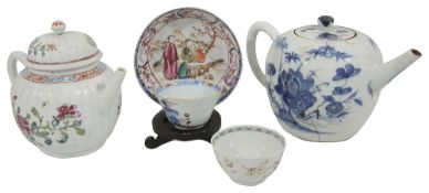 Two 18th century Chinese export porcelain teapots, others