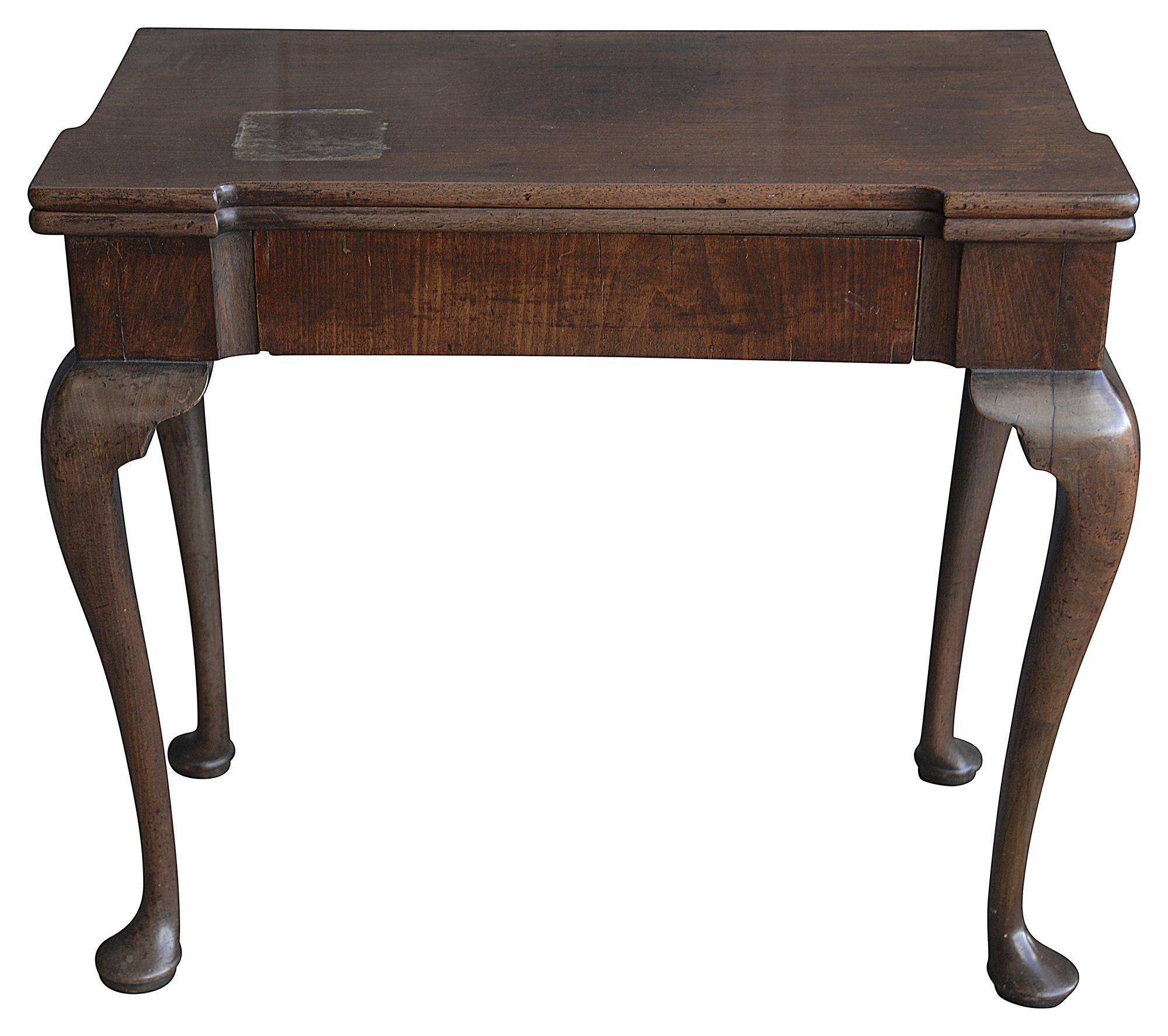 George II walnut foldover tea table