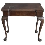 George II walnut foldover tea table