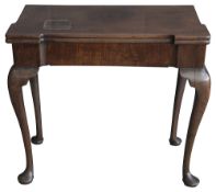 George II walnut foldover tea table