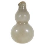 A 19th century Chinese pale celadon jade double gourd snuff bottle