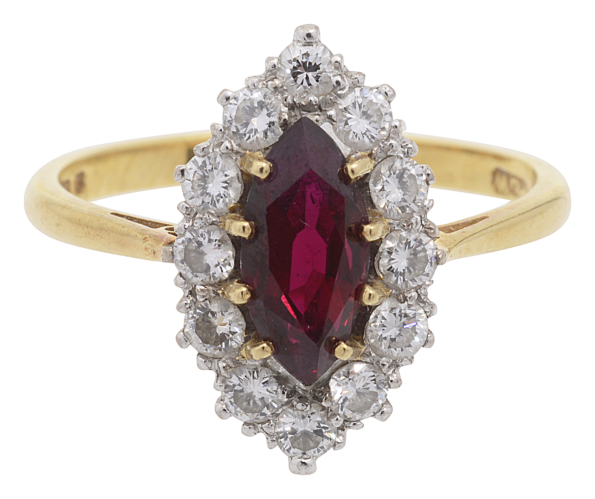 A ruby and diamond-set cluster ring