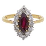 A ruby and diamond-set cluster ring