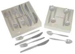 A mid 20th century Georg Jensen 'Cypress' pattern dessert set of cutlery for six