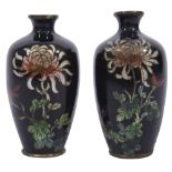 A pair of Japanese Meiji period small cloisonne vases