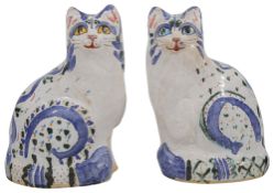 A pair of mid 20th century studio pottery cats