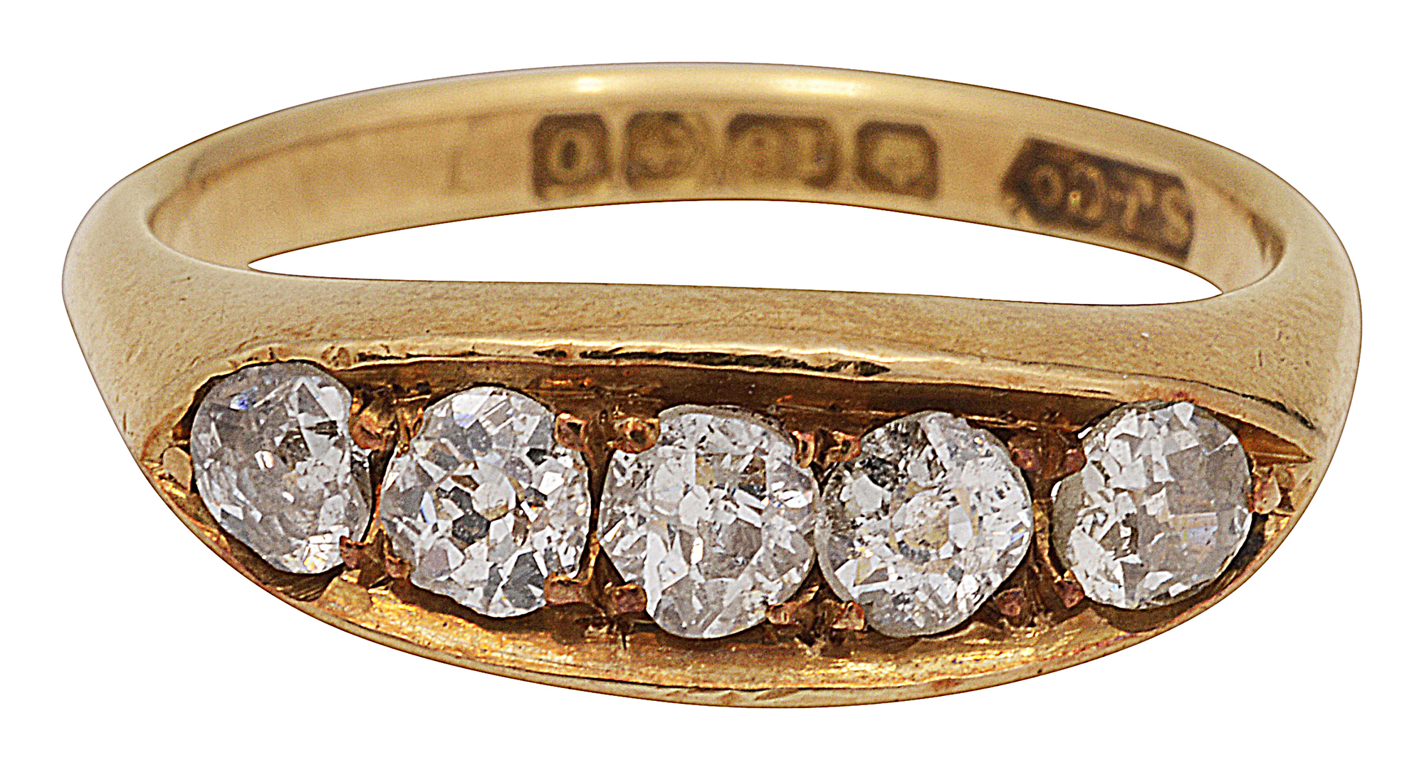 A diamond five stone ring