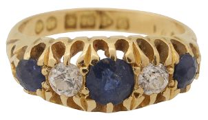 An Edwardian sapphire and diamond five stone ring