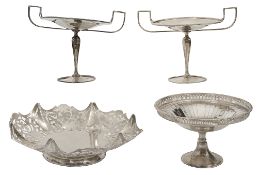 A George VI pierced silver dish footed dish, other silver