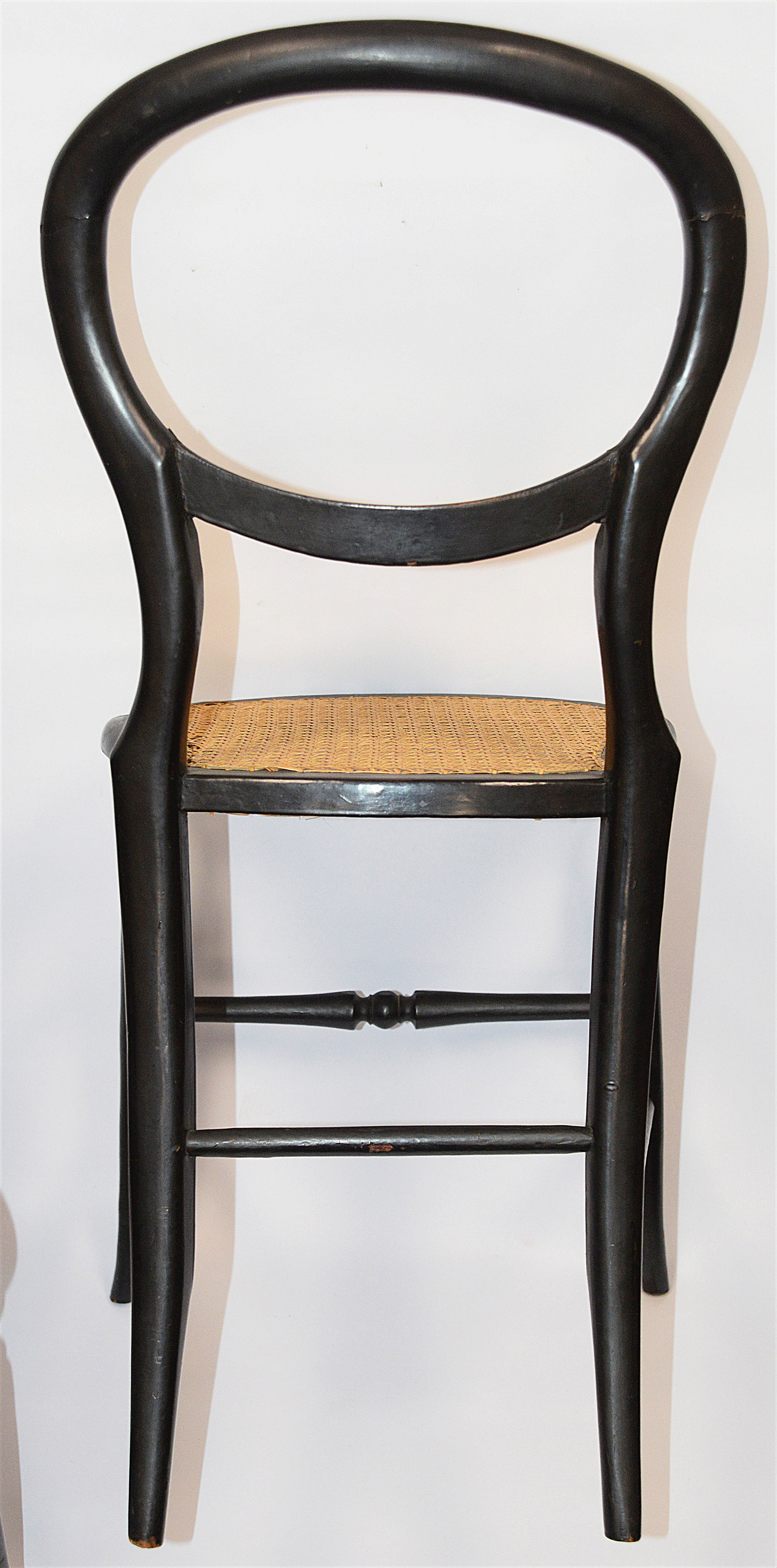 A set of four Victorian mother of pear inlaid ebonised balloon back chairs, - Image 2 of 3