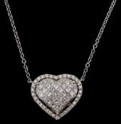 A diamond-set heart-shaped pendant