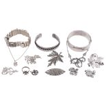 A collection of silver and marcasite set jewellery