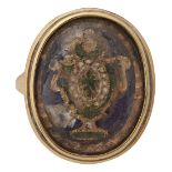 A mid/late 18th century enamel and yellow gold memorial ring