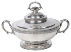 Tiffany & Co. A late 19th century sterling silver twin handled tureen and cover