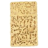 A 19th century Chinese Canton carved ivory card case