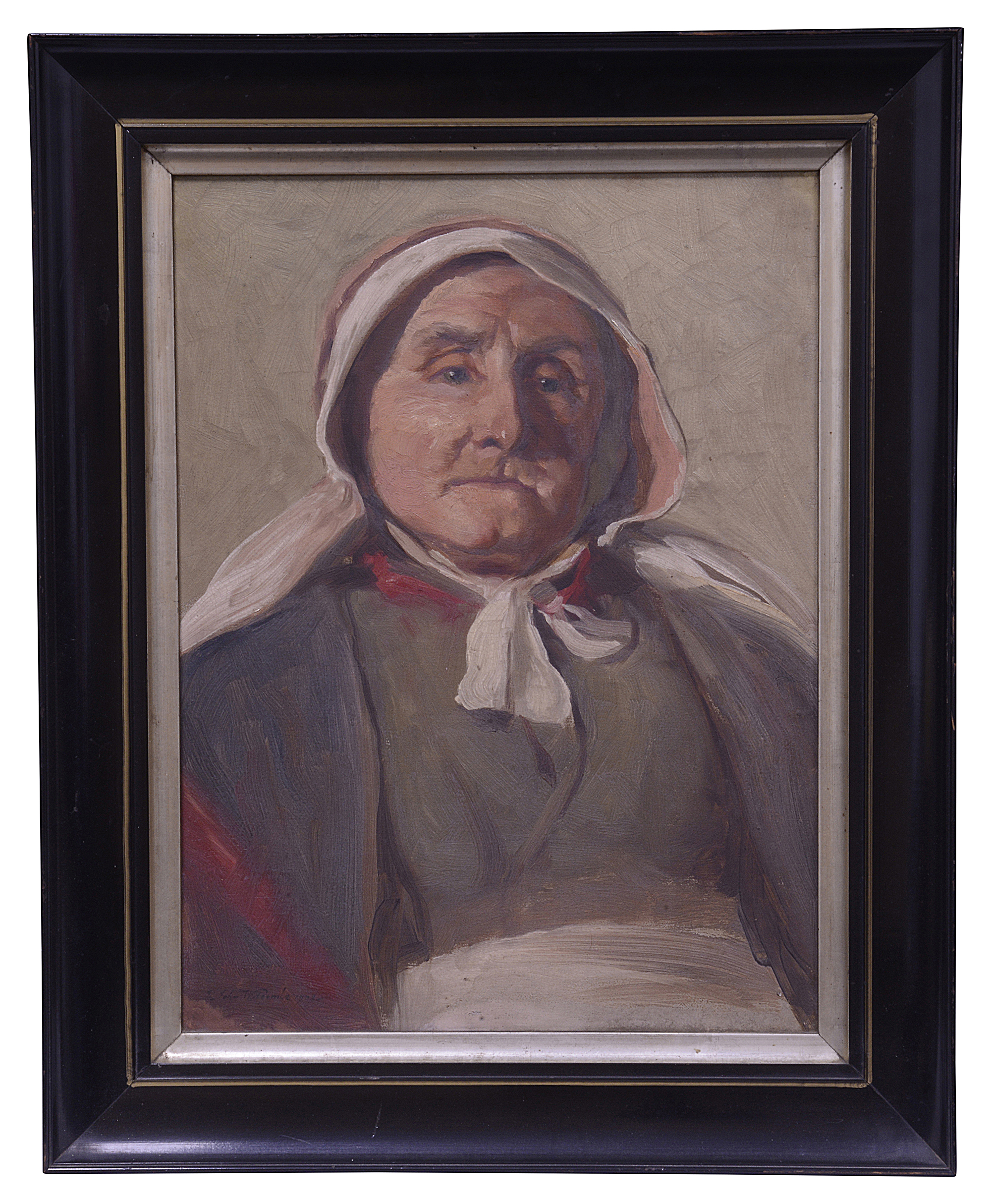 John J. Witcombe (British, 1872-1918) 'Portrait of a Lady wearing a Headscarf'