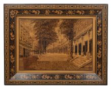 A Victorian Tunbridge ware framed mosaic picture of The Pantiles c.1860