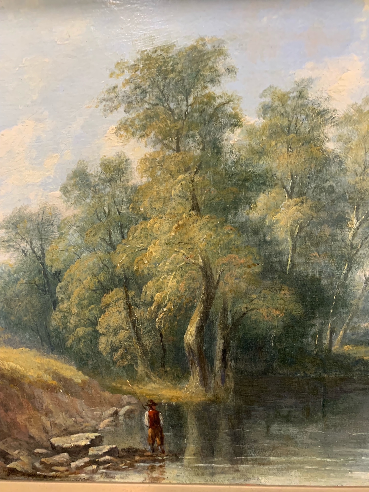Attributed to Thomas Cheswick (1811-1869) A Landscape River Scene with Anglers oil* - Image 5 of 7