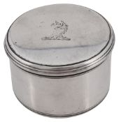 A George III lidded silver toilet box