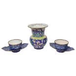 A collection of five pieces of 19th century Chinese Canton enamelled metal